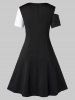 Plus Size Plunging Colorblock Cold Shoulder Dress -  