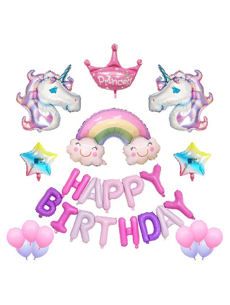 

Unicorn Theme Birthday Party Balloons Set, Multi-b