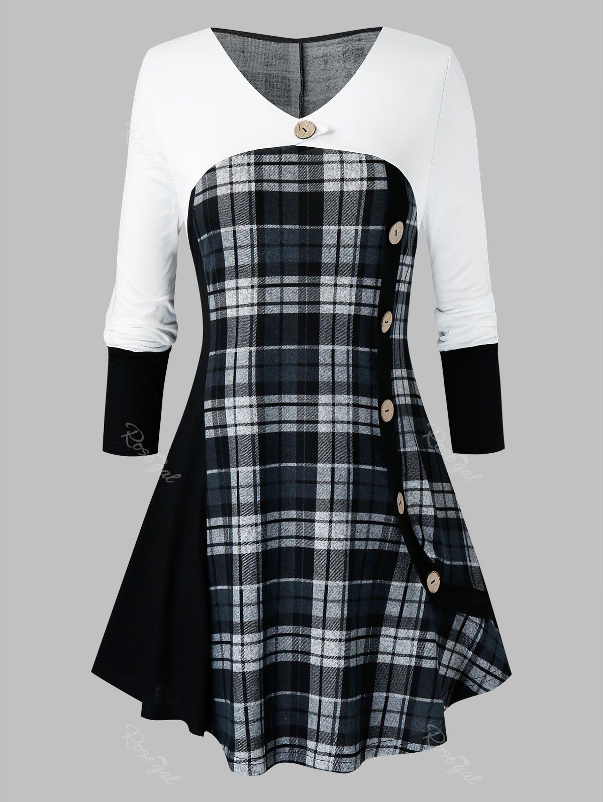 

Plus Size Plaid Long Tunic Tee, Multi