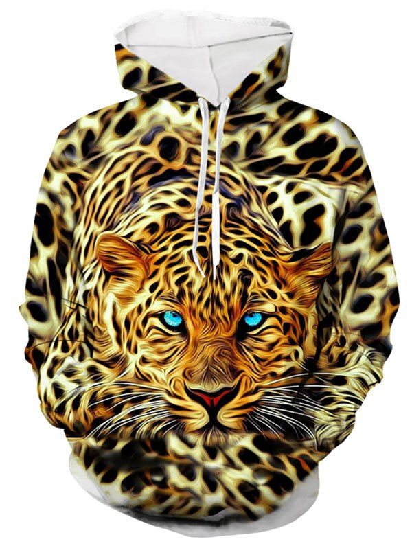 

Leopard Print Kangaroo Pocket Hoodie, Multi