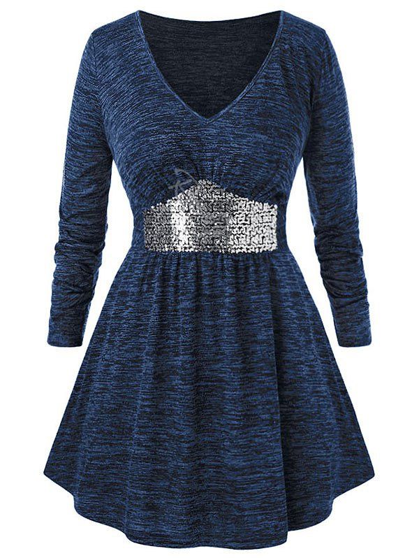 

Plus Size Sequins Space Dye T Shirt, Blue