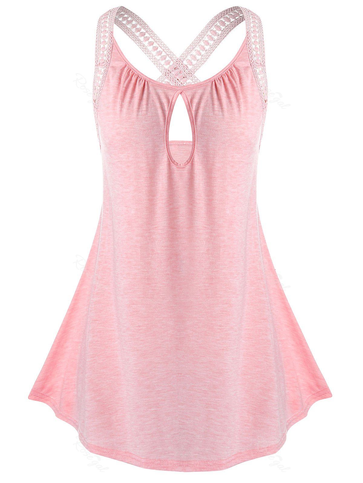 

Crisscross Keyhole Tank Top, Light pink