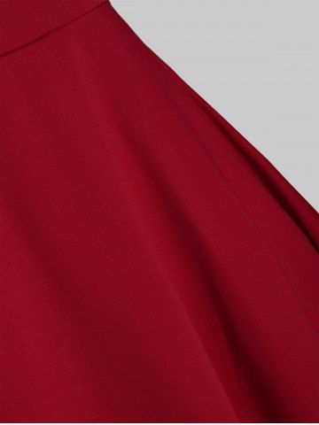 

Lace Off Shoulder Dip Hem Belted Dress, Cherry red