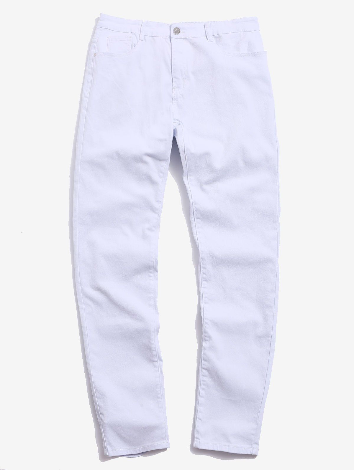 

Casual Solid Color Zipper Fly Jeans, White