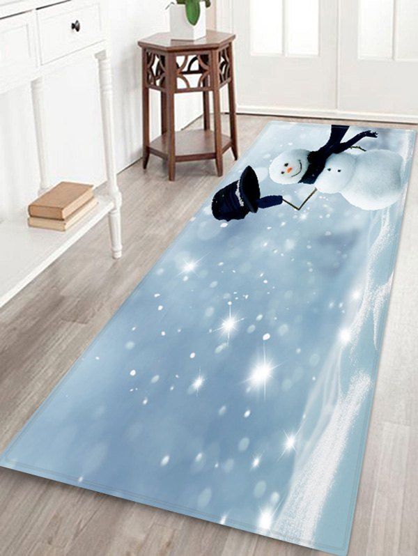 

Christmas Snowman Snowfield Patterned Water Absorption Area Rug, Multi