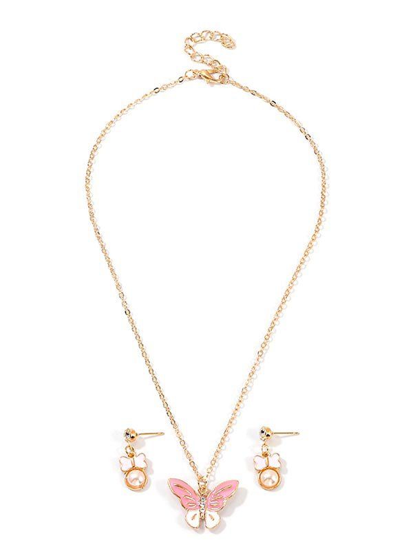 

Butterfly Faux Pearl Drop Earrings And Necklace Set, Gold