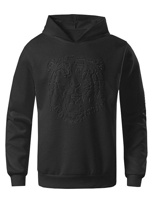 

Tiger Embossed Solid Color Sweatshirt, Black