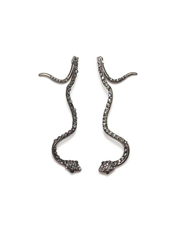 

Snake Shape Alloy Rhinestone Earrings, Black