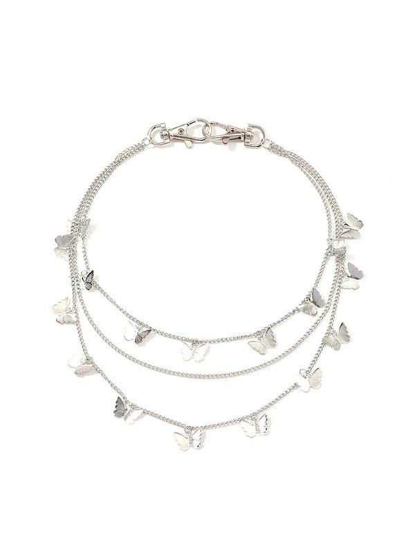 

Butterfly Pendant Multilayered Waist Chain, Silver