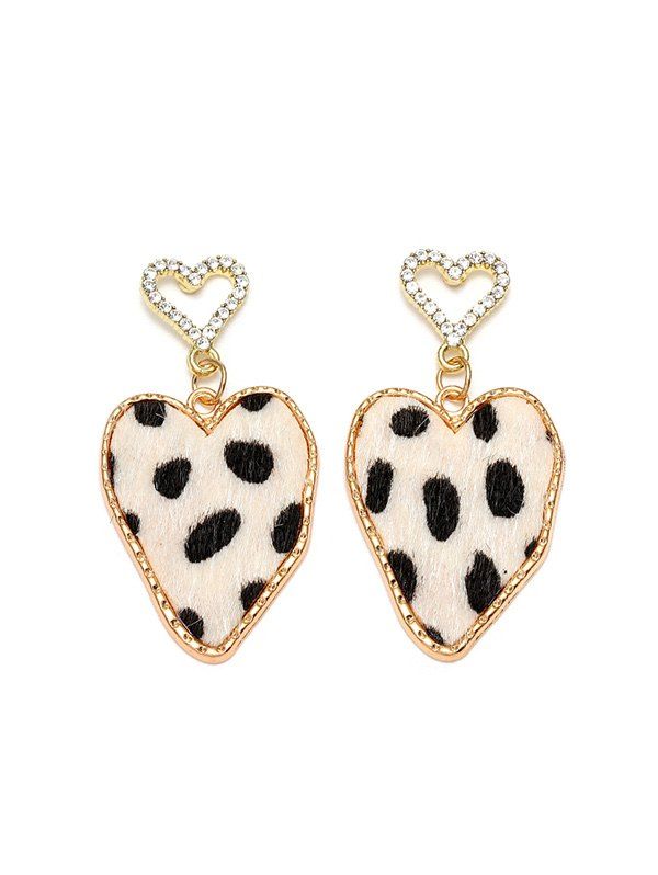 

Spot Irregular Hollow Heart Rhinestone Drop Earrings, Warm white