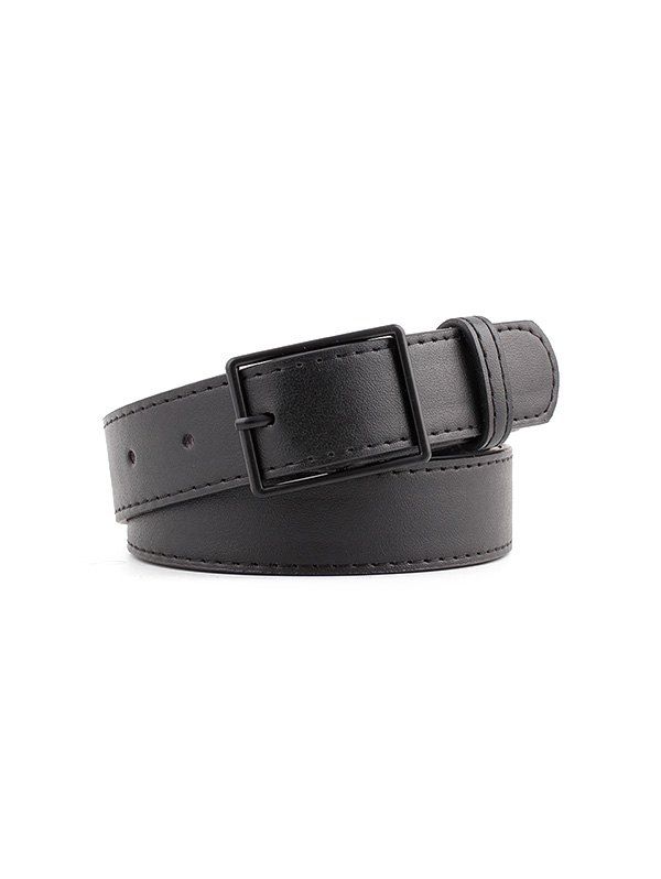 

Simple Casual Leather Buckle Belt, Black