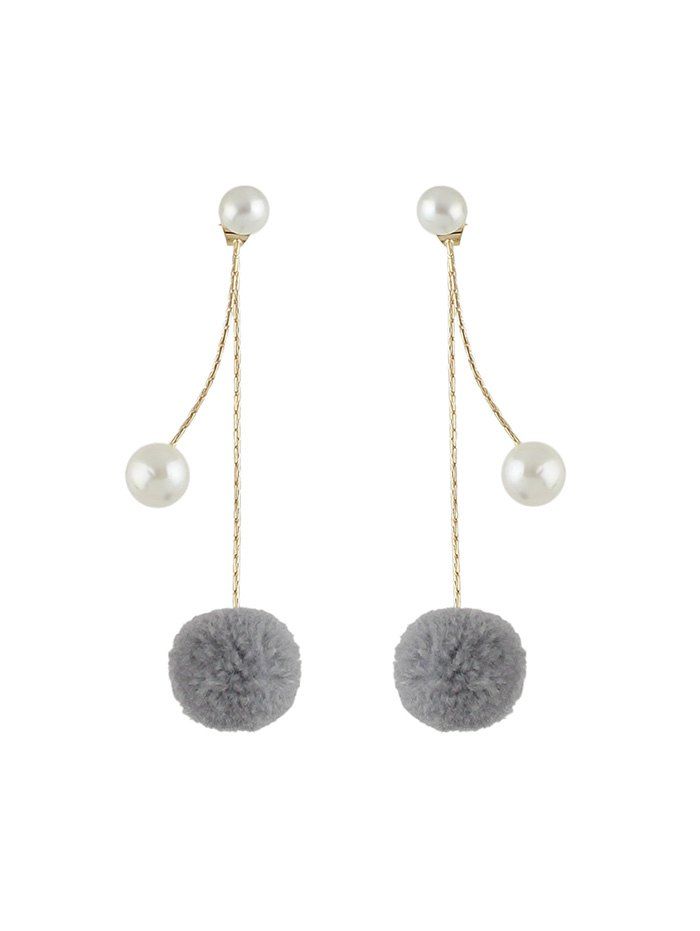 

Fuzzy Ball Faux Pearl Drop Earrings, Carbon gray