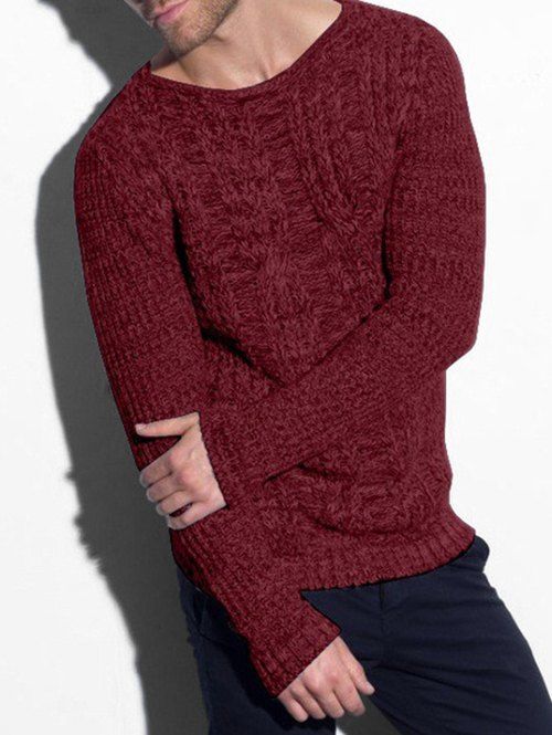 

Cable Knit Heather Pullover Sweater, Red