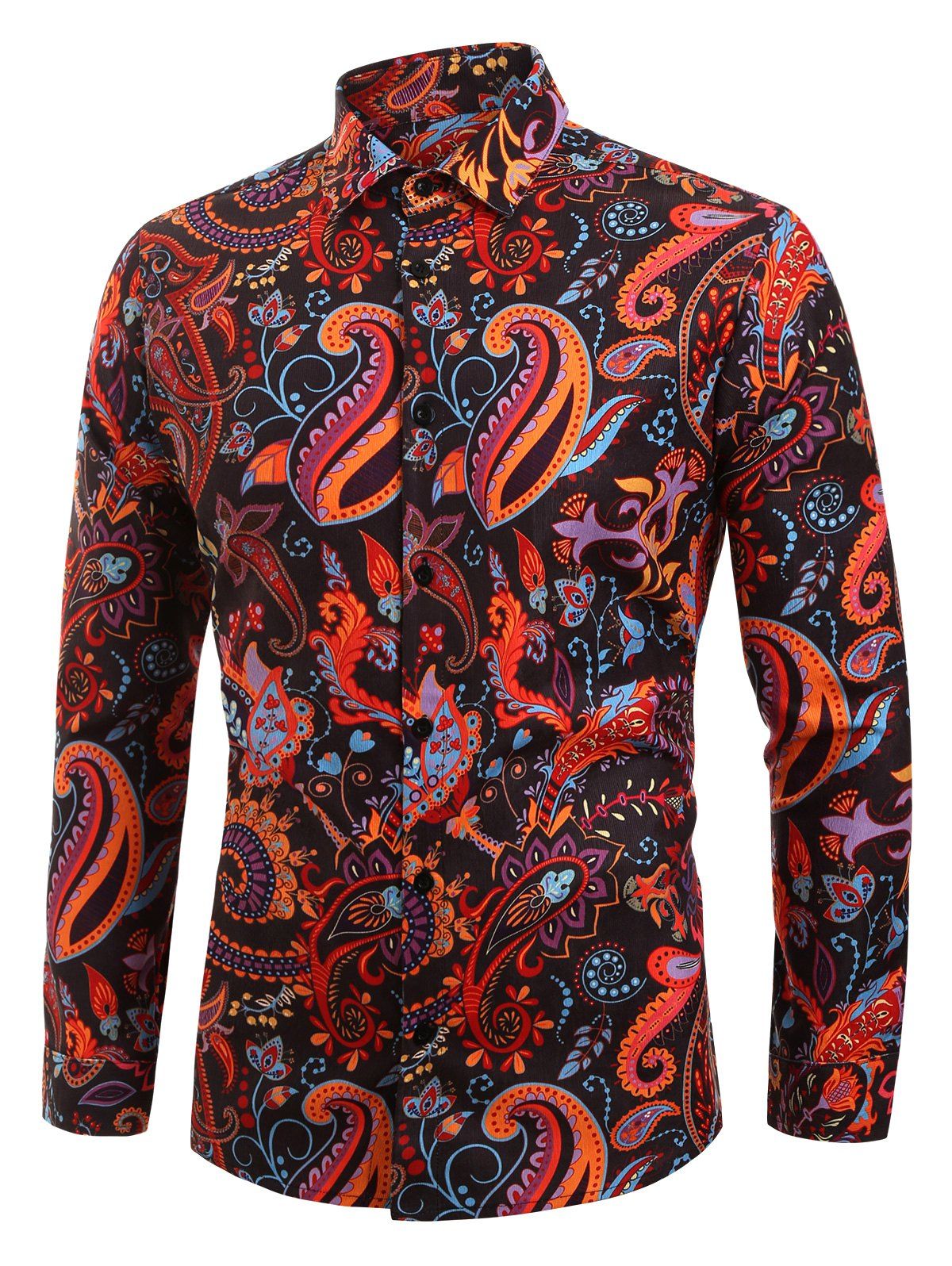 

Paisley Flower Allover Print Long Sleeve Shirt, Multi