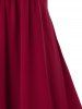 Robe Ajustée Evasée de Grande Taille à Col Enveloppé - Rouge Vineux 1X