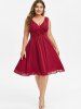 Plus Size Fit And Flare Wrap Collar Dress -  