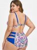 Plus Size Underwire Ladder Cut Floral Bikini Swimsuit -  