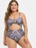 Plus Size 1950s Paisley Print Ring Cutout One-piece Swimsuit -  