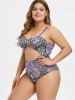 Plus Size 1950s Paisley Print Ring Cutout One-piece Swimsuit -  