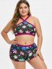 Plus Size Maple Leaf Crossover Boyshorts Bikini Swimsuit -  