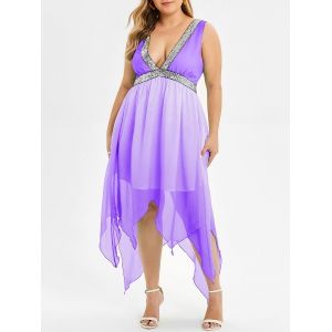 

Plus Size Sequin Ombre Color Midi Dress, Medium purple