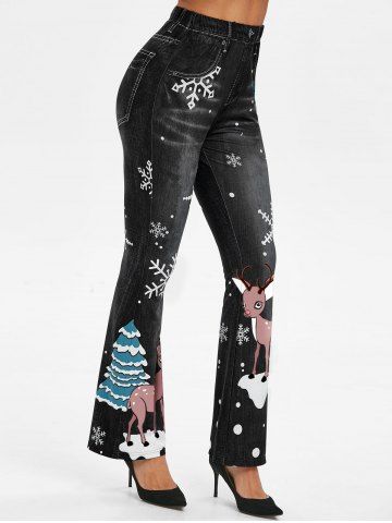 

Deer Print Christmas Jeggings, Black