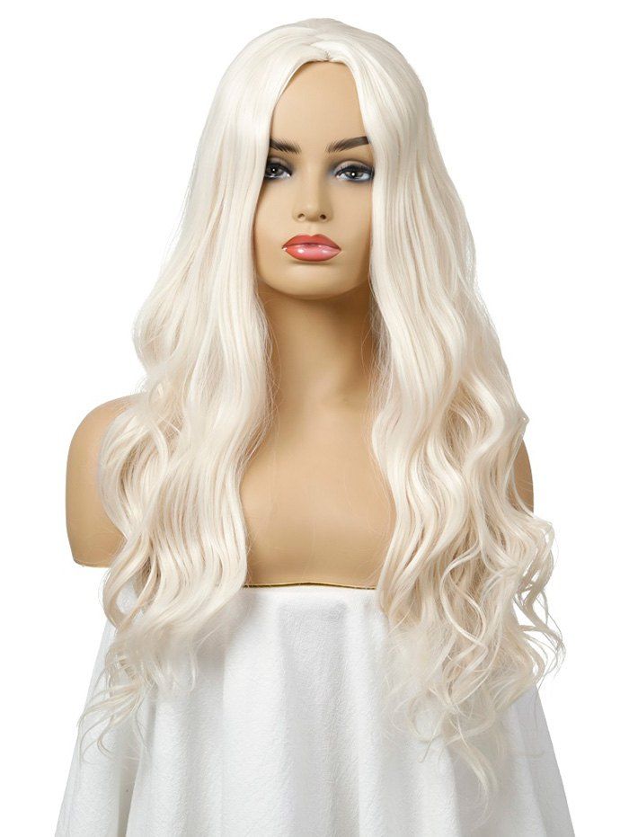 

Synthetic Long Body Wave Center Part Cosplay Wig, Antique white