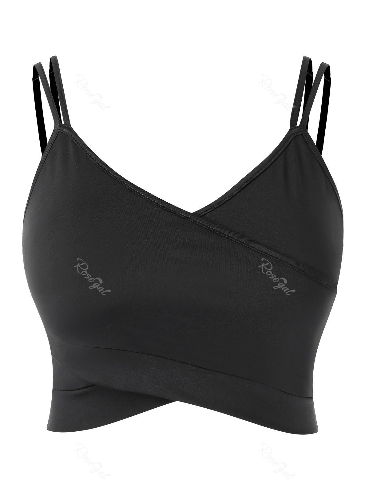 

Plus Size Crossover Crop Cami Top, Black