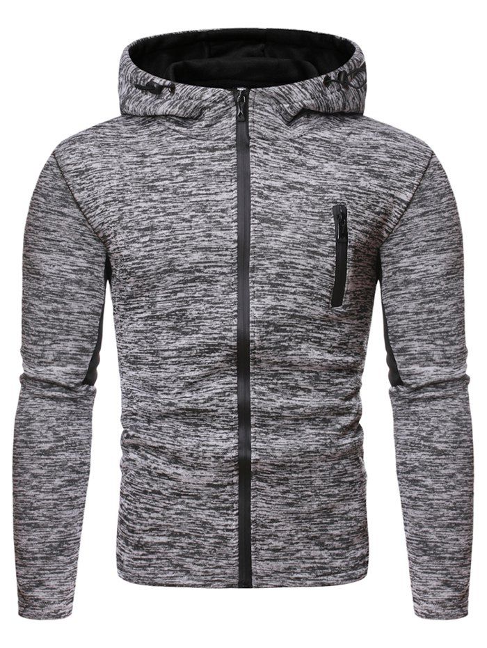 

Solid Color Zipper Up Hooded Sweatshirt, Gray