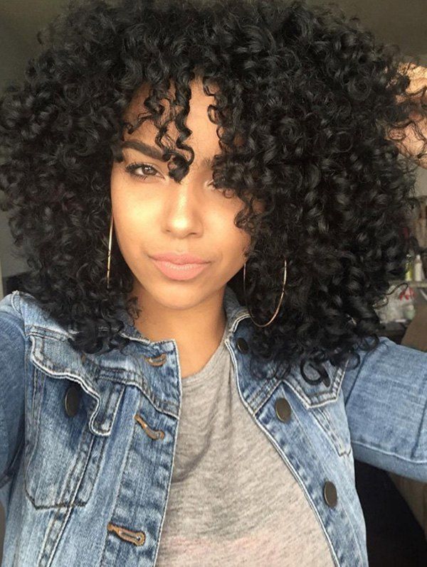 

Afro Curly Long Cosplay Synthetic Party Wig, Black