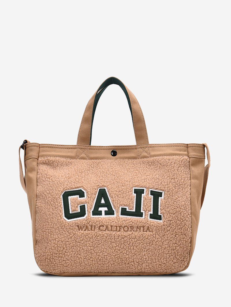 

Graphic Pattern Suede Tote Bag, Khaki