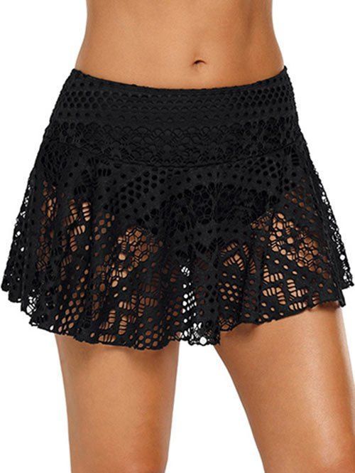 Chic Mid-rise Skirted Lace Swim Bottom  