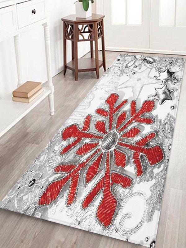 

Christmas Snowflake Star Pattern Water Absorption Area Rug, Battleship gray