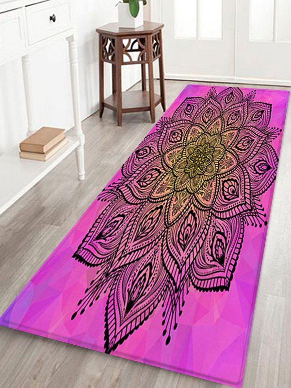 

Bohemian Flower Pattern Water Absorption Area Rug, Multi-a