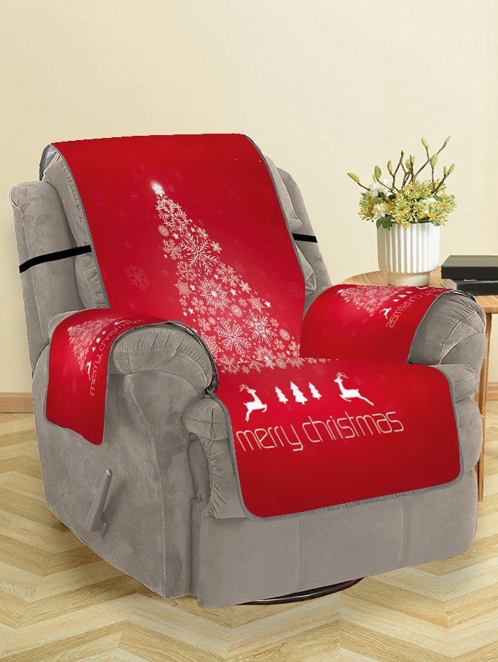 

Christmas Snowflake Tree Printing Couch Cover, Red