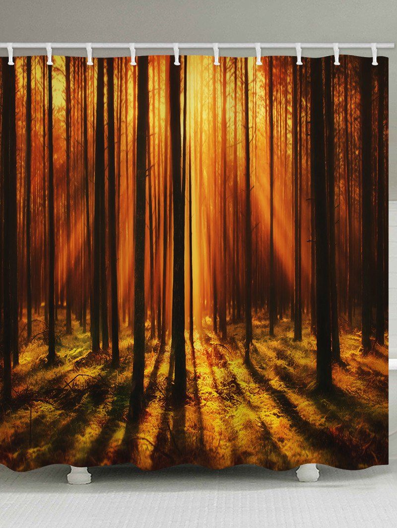

Sunset Forest Print Waterproof Bathroom Shower Curtain, Multi