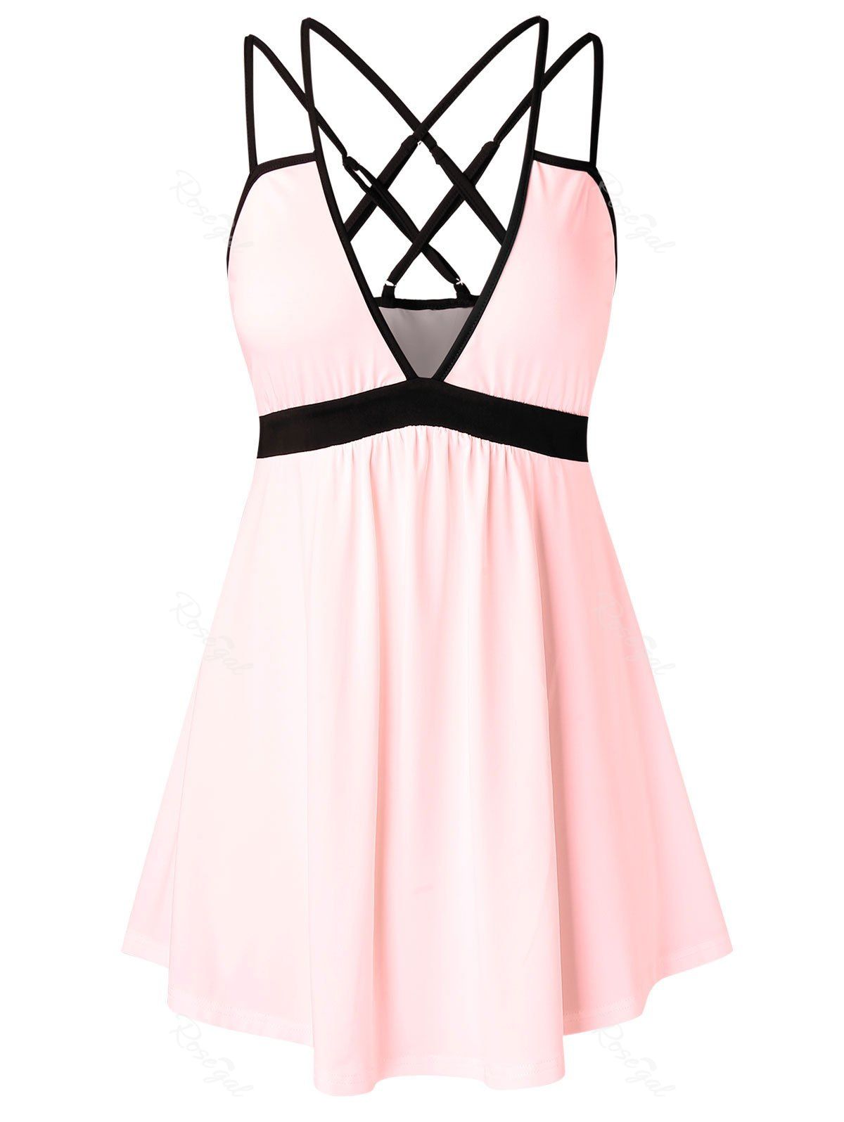 

Plus Size Low Cut Strappy Tank Top, Pig pink