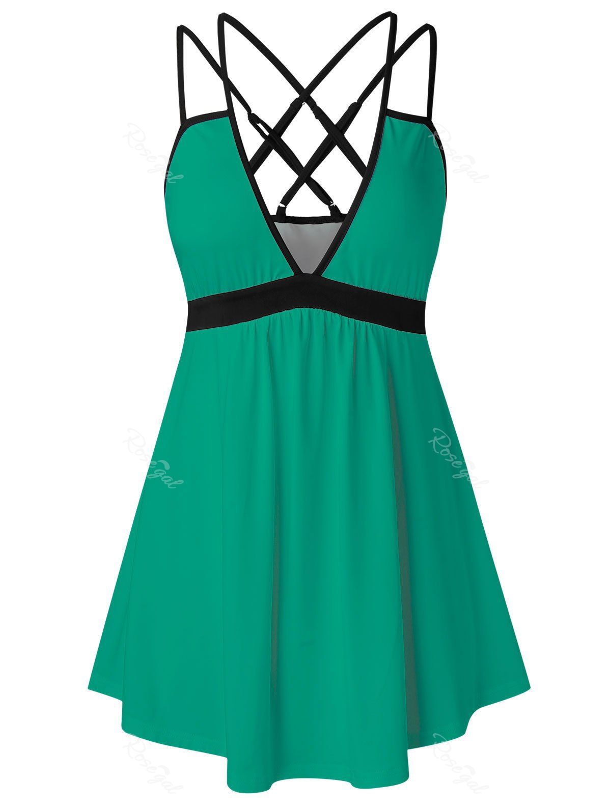 

Plus Size Low Cut Strappy Tank Top, Light sea green
