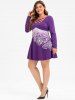 T-shirt Long Tunique Tribal Imprimé de Grande Taille - Pourpre  L