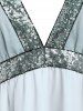 Plus Size Sequin Ombre Color Midi Dress -  