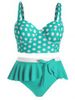 Plus Size Underwire Polka Dot Flounce 1950s Tankini Swimsuit -  
