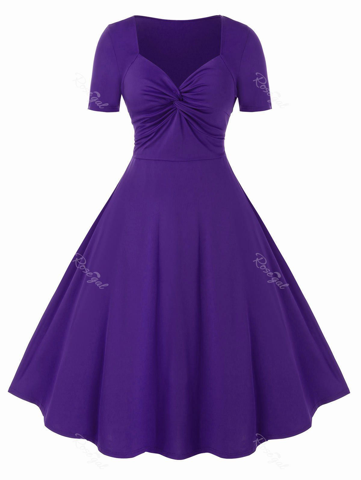 

Plus Size Knot Embellished Dress, Purple iris