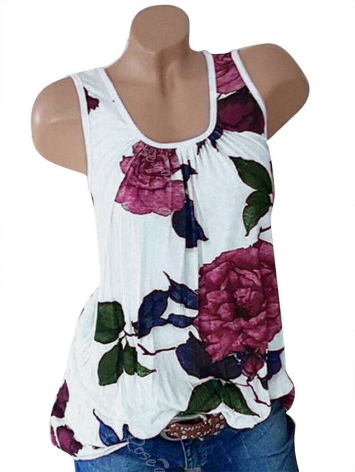 Plus Size Floral Print Swing Tank Top