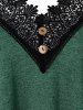 Plus Size Crochet Panel A Line Long Sleeve Tunic Tee -  
