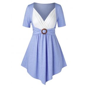

Plus Size Colorblock Tee, Light sky blue