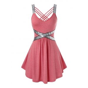 

Plus Size Sequins Strappy Tank Top, Red dirt