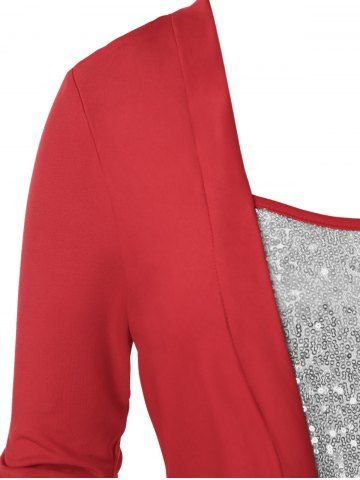 

Plus Size Sequined Long Sleeve Twist T Shirt, Chestnut red