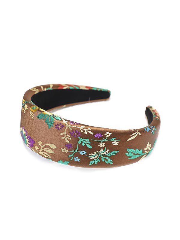 

Silk Embroidery Chinese New Year Headband, Coffee