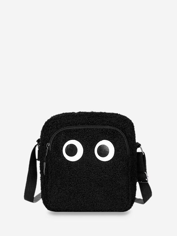 

Cute Eye Plush Mini Crossbody Bag, Black