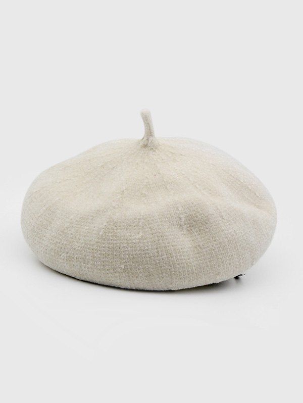 

Winter Solid Knitted Painter Beret Hat, Warm white